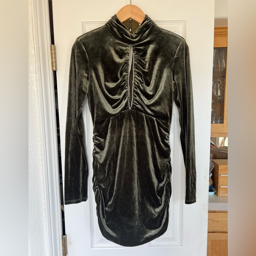 NWOT Nicholas Lyssa Dress Forest Size 4 Velvet Keyhole Mini Revolve - Picture 6 of 16